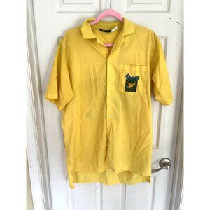 Vintage Electricity Surf City Yellow Short Sleeve Button Down Shirt Men's 80s